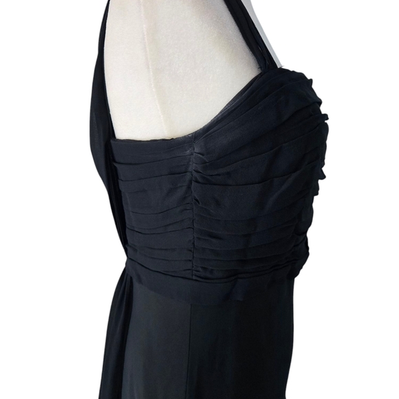 Ann Taylor Asymmetrical Prom Flowy   Black Chiffon Sleek Maxi Dress Size 8 - Picture 4 of 16